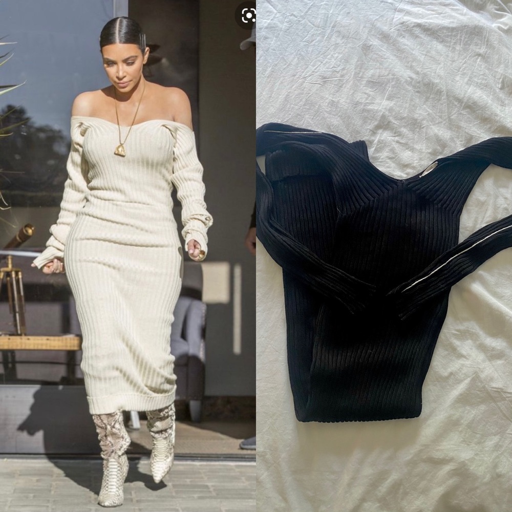 Old Celine Ribbed Black Dress